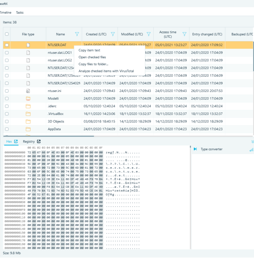 Belkasoft Evidence Center X - Filesystem browser