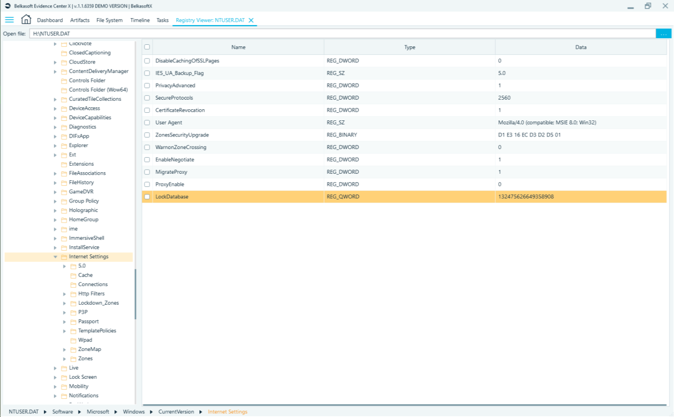 Belkasoft Evidence Center X - Windows Registry